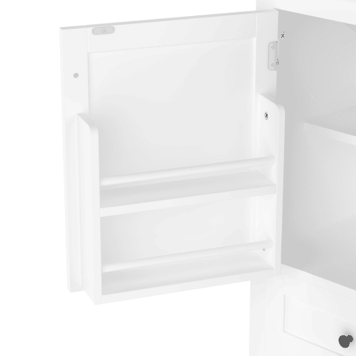 Armário de casa de banho com pés 51x46x85 cm - Com lavatório, prateleira ajustável, gaveta silenciosa - Branco