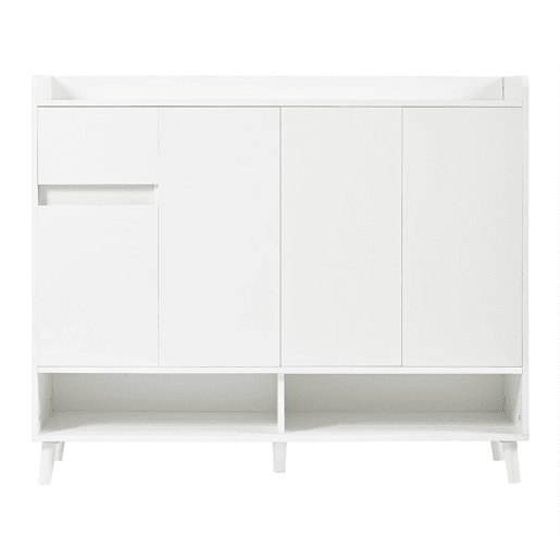 Móvel consola moderno 120x99x35 cm - Grande capacidade de arrumação, 4 portas, 1 gaveta - Branco