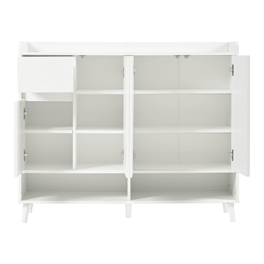 Móvel consola moderno 120x99x35 cm - Grande capacidade de arrumação, 4 portas, 1 gaveta - Branco