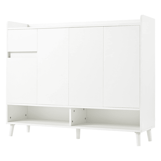Móvel consola moderno 120x99x35 cm - Grande capacidade de arrumação, 4 portas, 1 gaveta - Branco