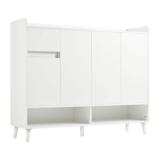 Móvel consola moderno 120x99x35 cm - Grande capacidade de arrumação, 4 portas, 1 gaveta - Branco