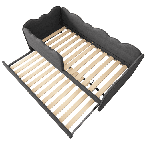 Cama Polsterbett 90x190 cm - Sofá-cama com cama extraível e estrado - Linho - Cinza Cama Polsterbett 90x190 cm - Sofá-cama com cama extraível e estrado - Linho - Cinza