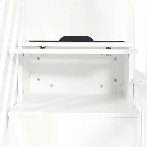 Beliche 90x200 cm e 120x200 cm - Mesa multifuncional ajustável, escada de armazenamento, corrimão de segurança, branco
