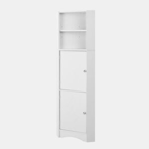 Armário de casa de banho 36,5 x 36,5 x 155 cm - Móvel de canto com prateleiras e compartimento ajustável - Branco