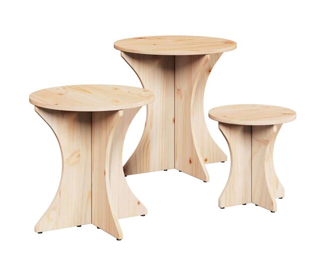 Mesa de Café 3 piezas Natural 46 x 46 x 47 cm