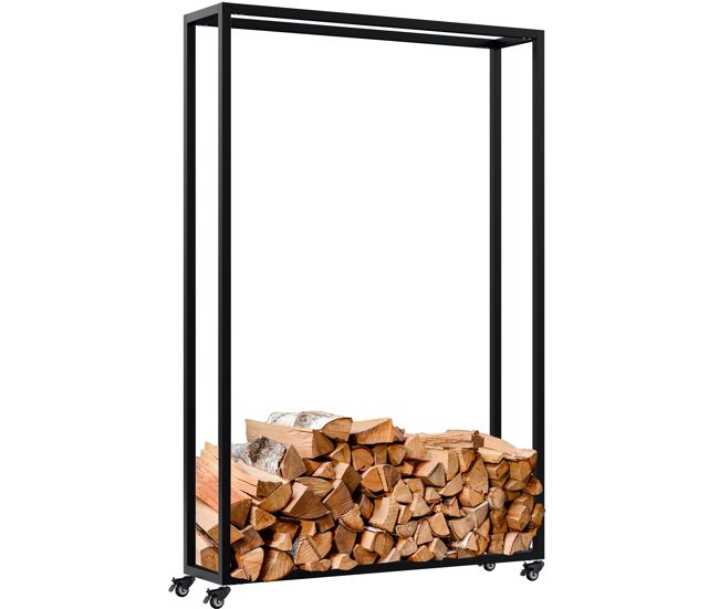 Soporte para leña hilta metal negro 25x100x150 cm