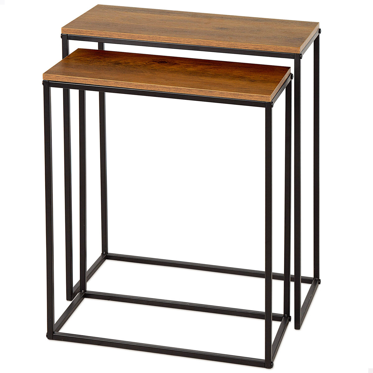 Max Home Set 2 mesas auxiliares metal y madera 50x25