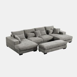 Sofá-cama de canto Mega com chaise longue Kim 368cm, cinza