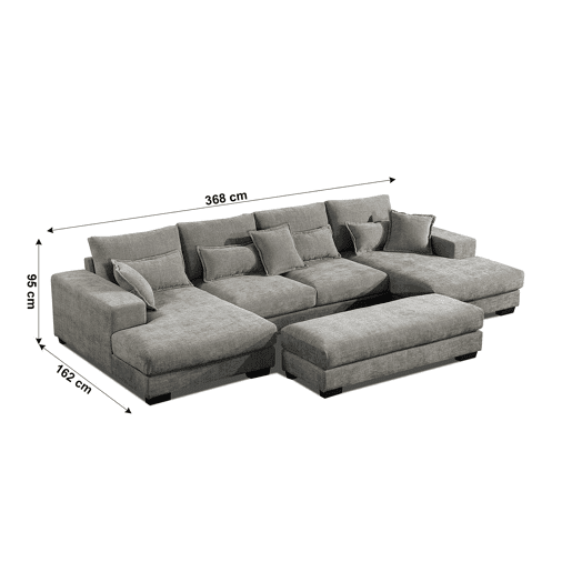 Sofá-cama de canto Mega com chaise longue Kim 368cm, cinza Sofá-cama de canto Mega com chaise longue Kim 368cm, cinza