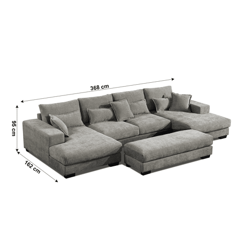 Sofá-cama de canto Mega com chaise longue Kim 368cm, cinza Sofá-cama de canto Mega com chaise longue Kim 368cm, cinza