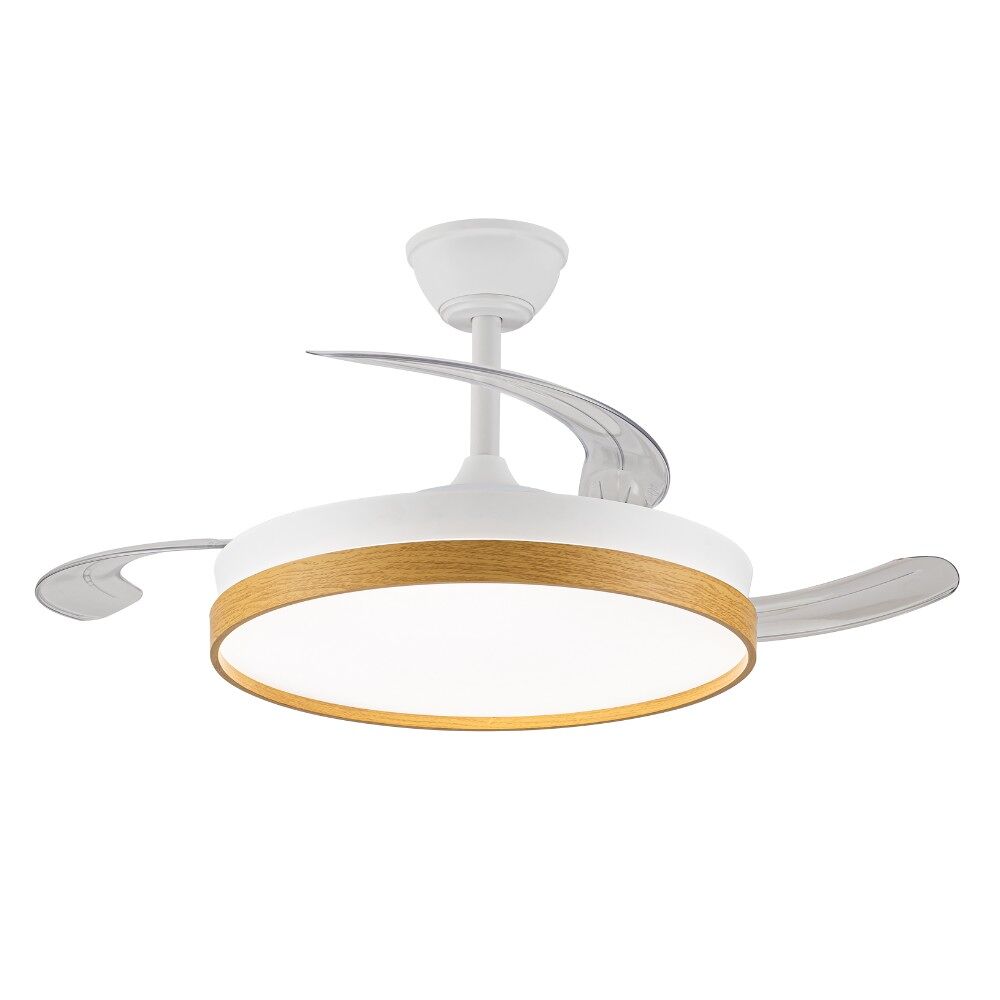 Ventilador De Techo Dc Secuoya Blanco 106cm Led Cct Regulable Control Remoto Con Temporiza