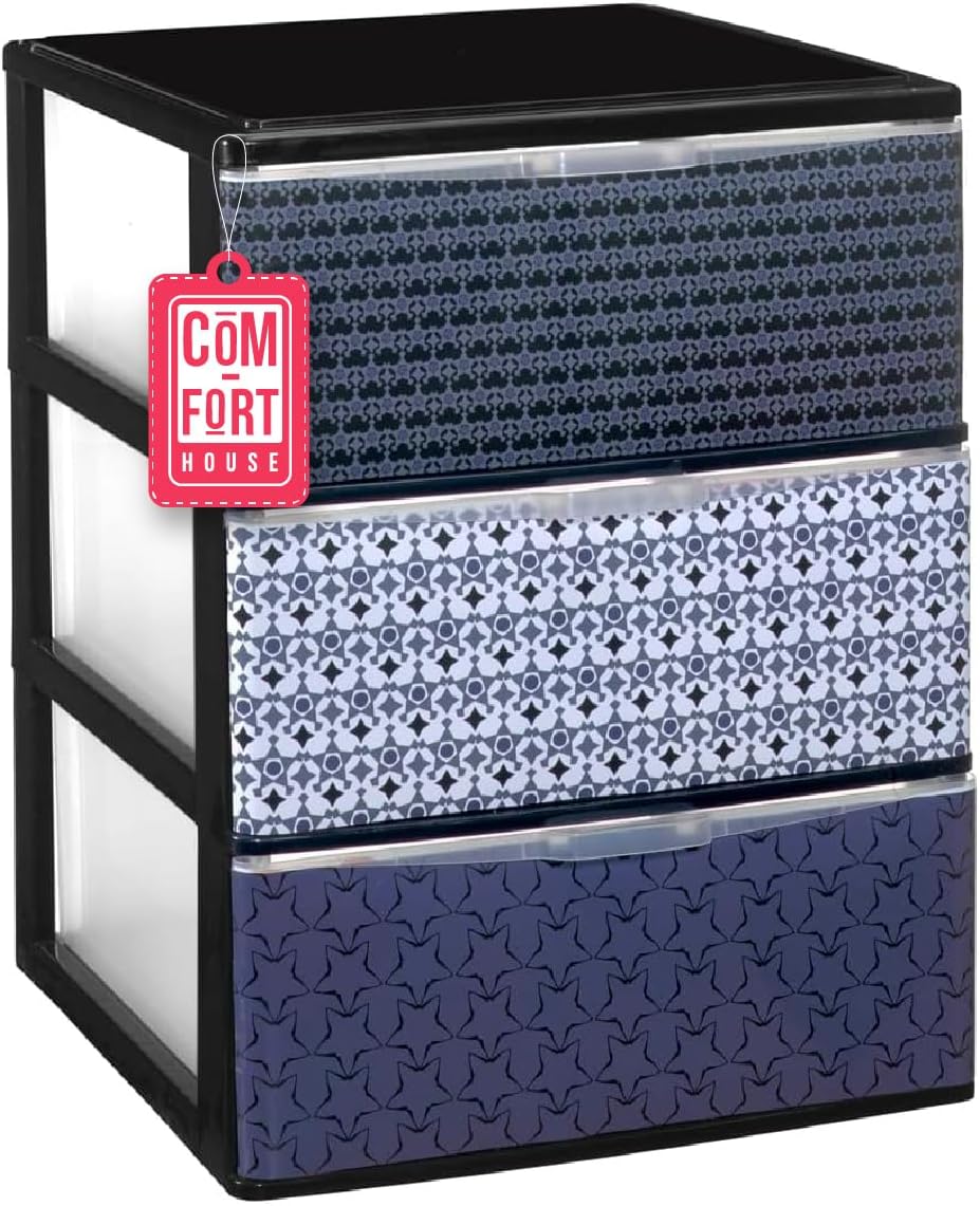 Com-fort house | cajonera apilable de plástico | modelo iris | diseño mosaico | modelo de 3 cajones