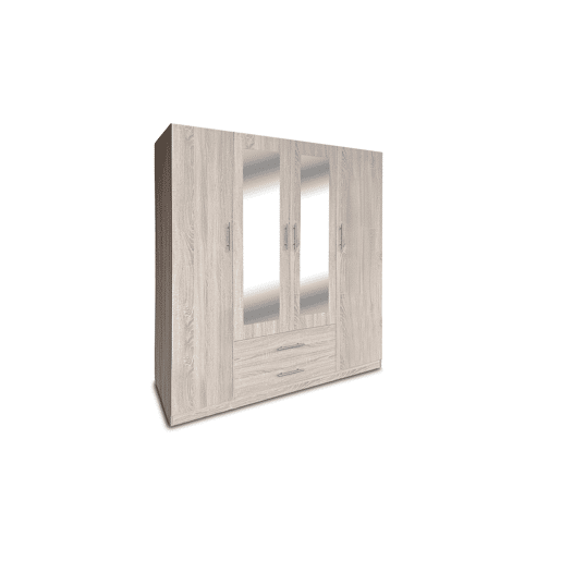 Guarda-roupa de quarto com 4 portas e espelho, Cambria Guarda-roupa de quarto com 4 portas e espelho, Cambria