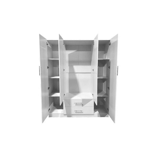 Guarda-roupa de quarto com 4 portas e espelho, Cambria Guarda-roupa de quarto com 4 portas e espelho, Cambria