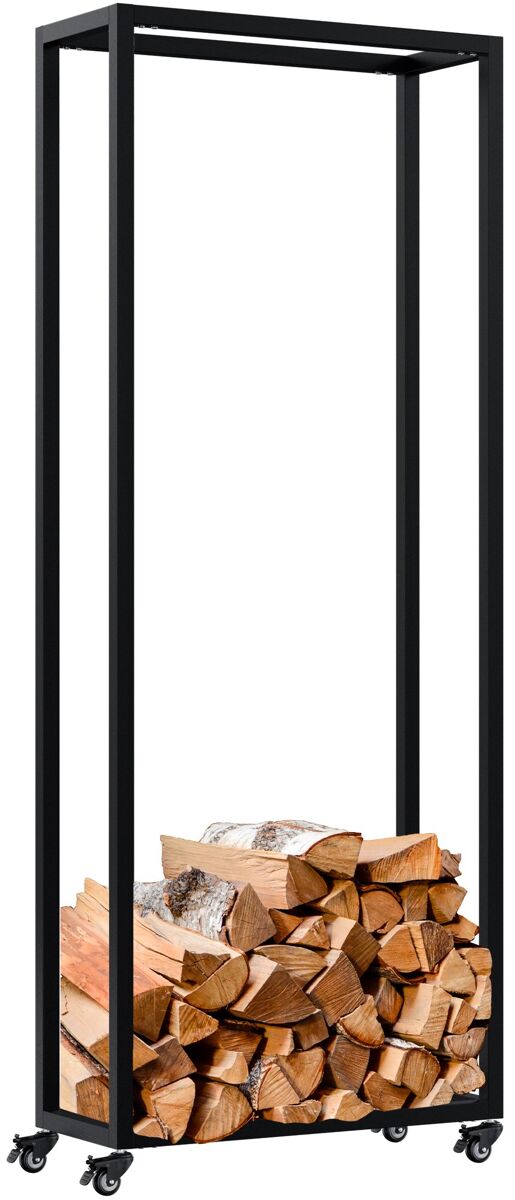 Soporte para leña hilta metal negro 25x60x150 cm