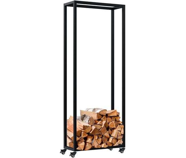 Soporte para leña hilta metal negro 25x60x150 cm