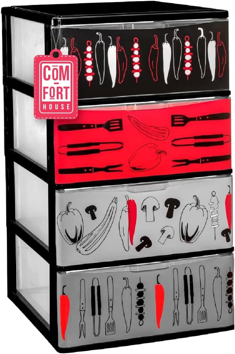 Com-fort house | cajonera apilable de plástico | modelo iris | diseño cocina | modelo de 4 cajones