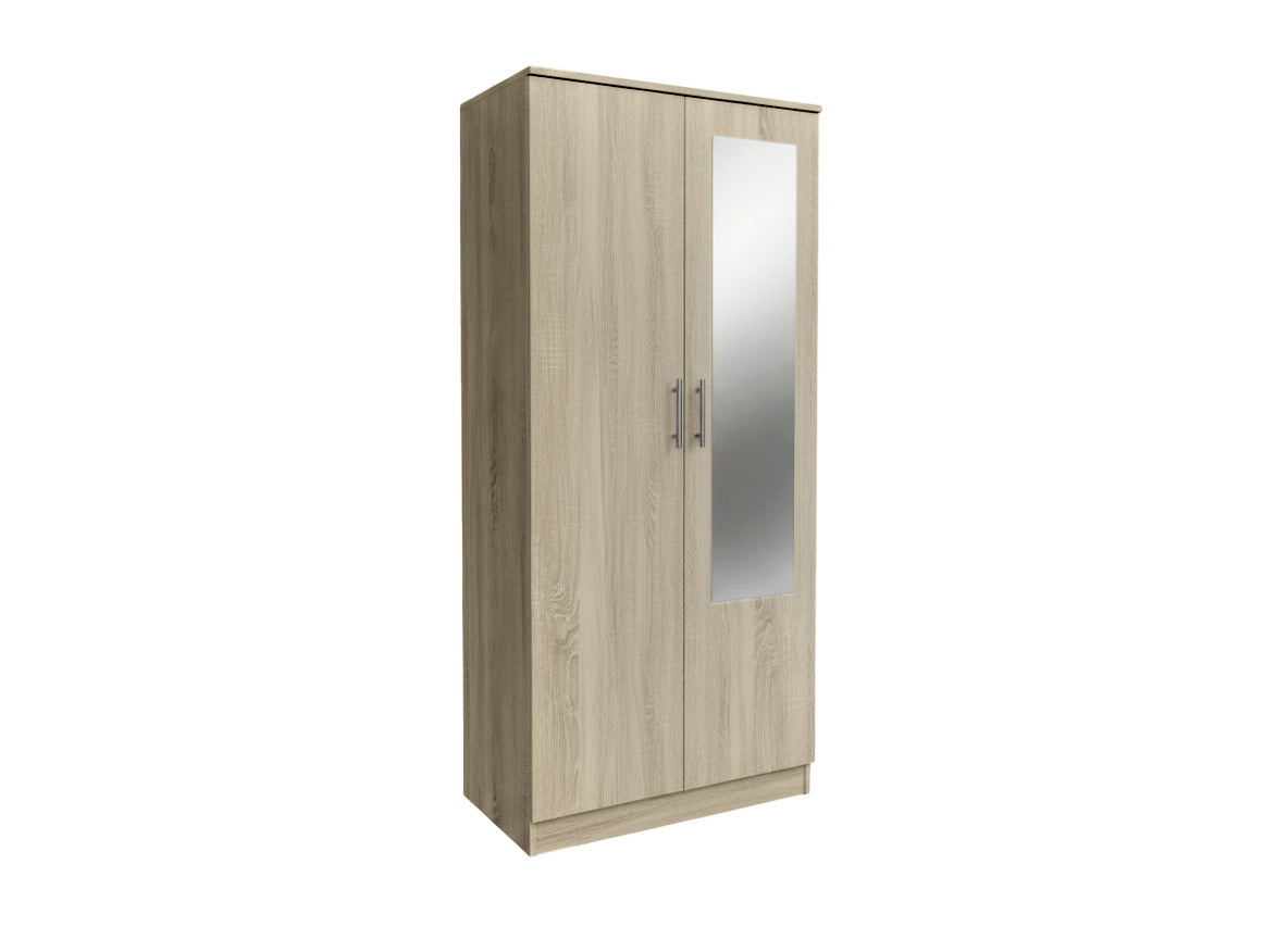 Armario de dormitorio w 2 puertas, con espejo, cambria
