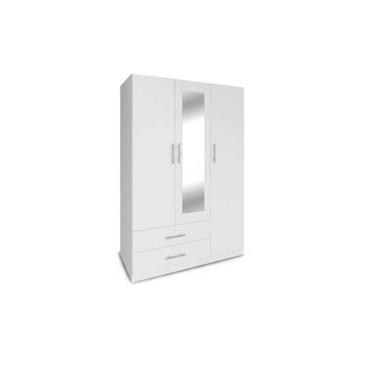 Guarda-roupa de quarto com 3 portas, com espelho, branco Guarda-roupa de quarto com 3 portas, com espelho, branco