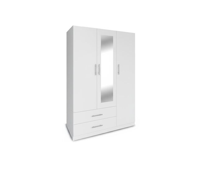 Armario de dormitorio 3 puertas w, con espejo, blanco