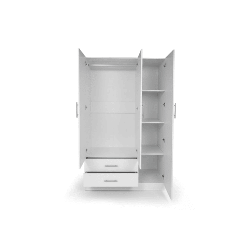 Guarda-roupa de quarto com 3 portas, com espelho, branco Guarda-roupa de quarto com 3 portas, com espelho, branco