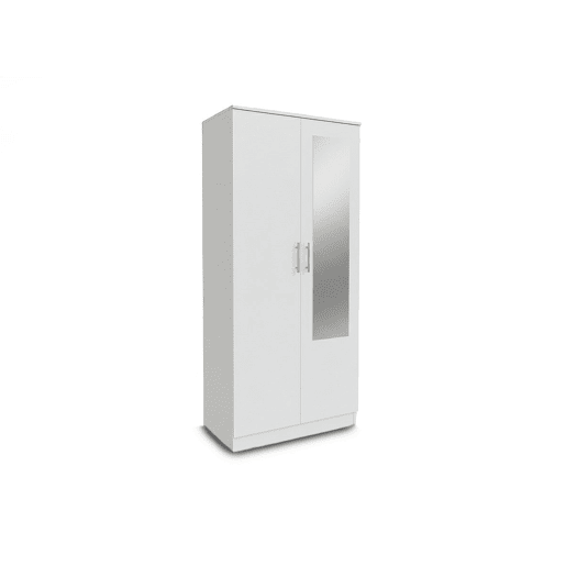 Guarda-roupa de quarto com 2 portas, com espelho, branco Guarda-roupa de quarto com 2 portas, com espelho, branco
