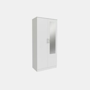 Guarda-roupa de quarto com 2 portas, com espelho, branco