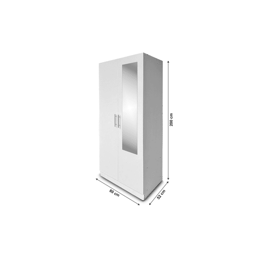 Guarda-roupa de quarto com 2 portas, com espelho, branco Guarda-roupa de quarto com 2 portas, com espelho, branco