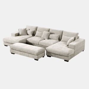 Sofá-cama de canto Mega Chaise Longue Kim 368cm, bege
