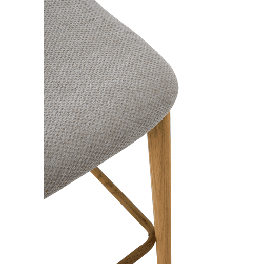 Pacote de 2 banquetas de madeira de carvalho natural estofadas em beige