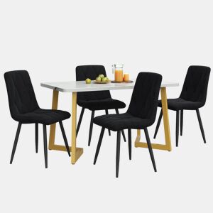 Conjunto de sala de jantar 117x68cm - Mesa retangular moderna com 4 cadeiras, pernas douradas, cor preta