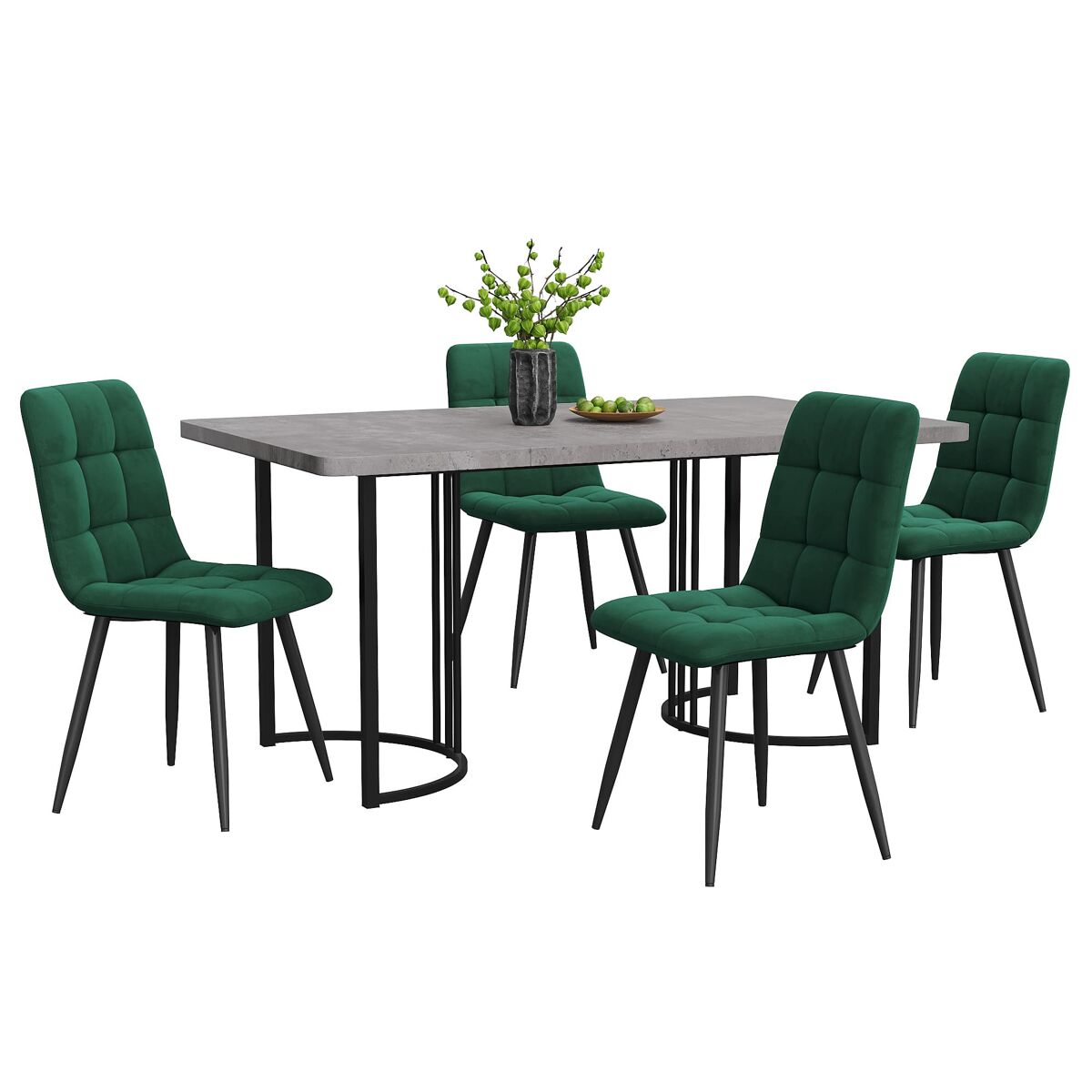 Conjunto de mesas y sillas de comedor 140x80 Verde
