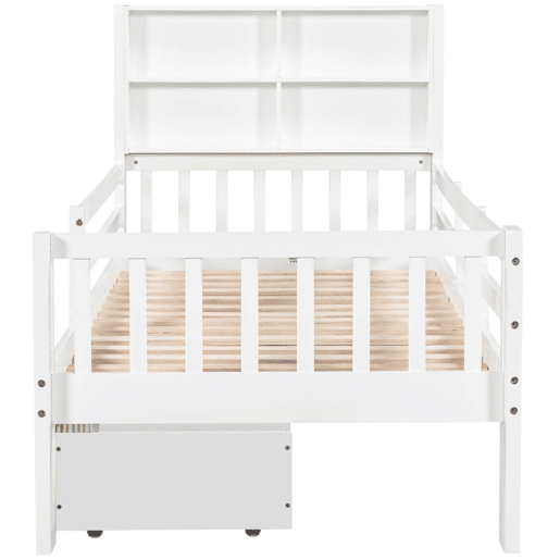 Cama infantil 90x200 - multifuncional com gavetas e quadro - branca