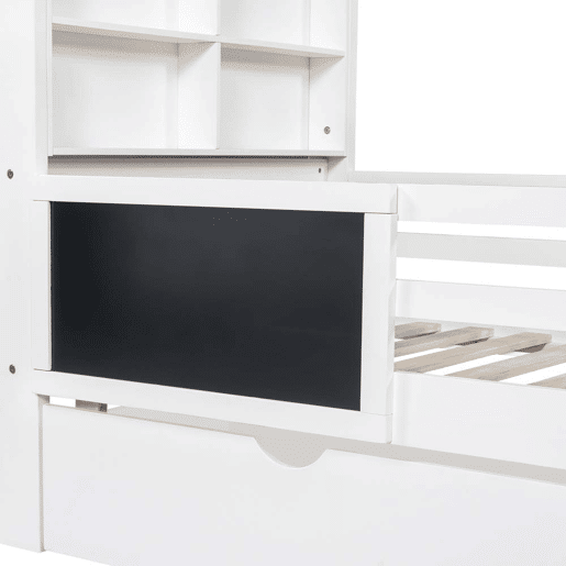Cama infantil 90x200 - multifuncional com gavetas e quadro - branca