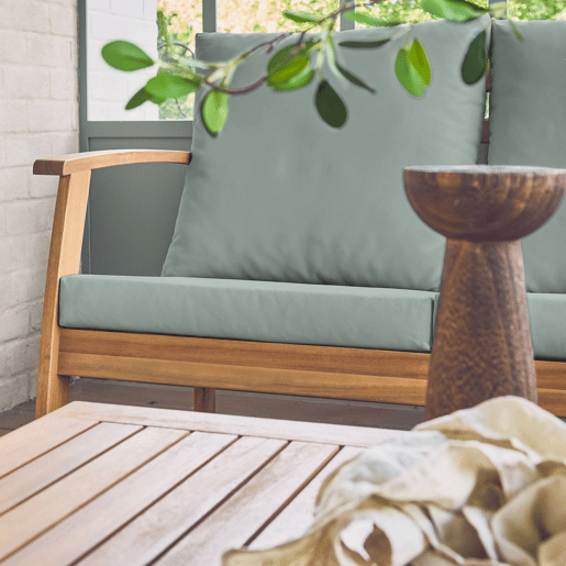 Conjunto de jardim em madeira de acácia, 5 lugares, Ushuaia 5, Verde cinzento, 179x82.5x74.5 cm Conjunto de jardim em madeira de acácia, 5 lugares, Ushuaia 5, Verde cinzento, 179x82.5x74.5 cm