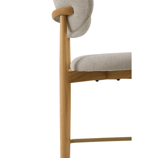 Pacote de 2 banquetas com encosto de madeira de carvalho natural estofadas em beige Pacote de 2 banquetas com encosto de madeira de carvalho natural estofadas em beige