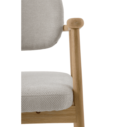 Pacote de 4 cadeirões de madeira de carvalho natural estofados em beige
