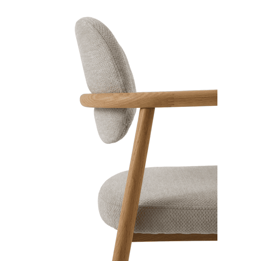 Pacote de 4 cadeirões de madeira de carvalho natural estofados em beige