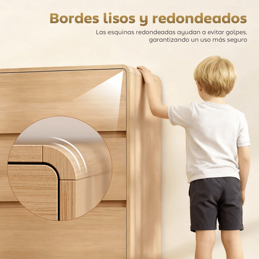 HOMCOM Cómoda com 6 Gavetas Bordos Arredondadas Cómoda para Sala Cozinha Entrada Escritório 120x38x86 cm Madeira