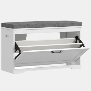 HOMCOM Banco Sapateira Moderno com Assento Acolchoado Prateleira Ajustável para 8 Pares de Sapatos para Entrada Corredor Quarto 80x30x50 cm Branco