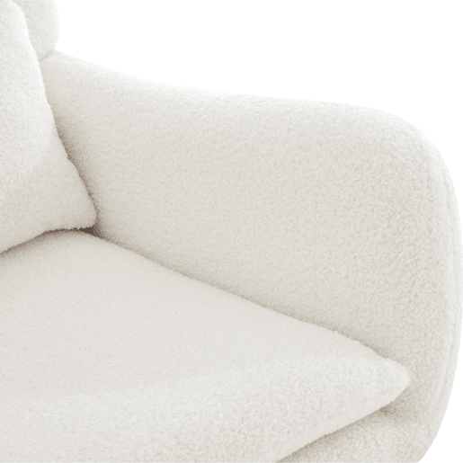 Cadeira de balanço com apoio para os pés - Design moderno, com braços, tecido de veludo, até 100 kg - Branco
