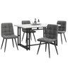 Conjunto de sala de jantar 140x80cm - 4 cadeiras de veludo cinza escuro - mesa de ferro