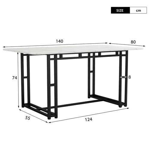 Conjunto de sala de jantar 140x80cm - 4 cadeiras de veludo cinza escuro - mesa de ferro