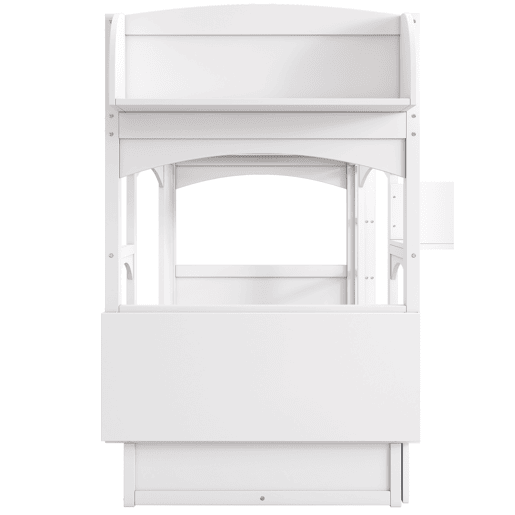 Beliche infantil 90x200 - multifuncional, com secretária dobrável, prateleira, escada e 2 gavetas - branco