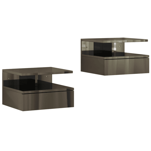 HOMCOM Conjunto de 2 Mesas de Cabeceira Flutuantes, Mesas de Cabeceira com Gaveta e Prateleira Aberta, Design Moderno, Para Sala de Estar, 35x32x22,5 cm, Preto Brilhante
