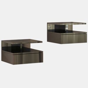 HOMCOM Conjunto de 2 Mesas de Cabeceira Flutuantes, Mesas de Cabeceira com Gaveta e Prateleira Aberta, Design Moderno, Para Sala de Estar, 35x32x22,5 cm, Preto Brilhante