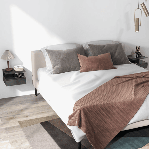 HOMCOM Conjunto de 2 Mesas de Cabeceira Flutuantes, Mesas de Cabeceira com Gaveta e Prateleira Aberta, Design Moderno, Para Sala de Estar, 35x32x22,5 cm, Preto Brilhante