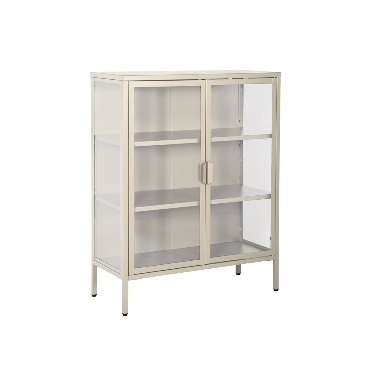 Vitrina de acero y vidrio templado de 2 puertas, 80cm beige - 80x35x102 cm