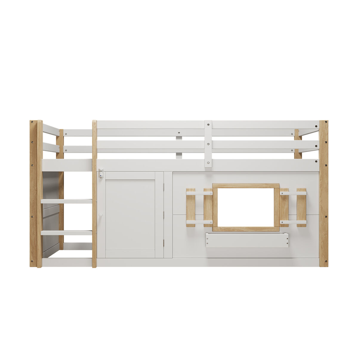 Cama infantil 90x200 cm - litera multifuncional con escalera y área de juego - blanco
