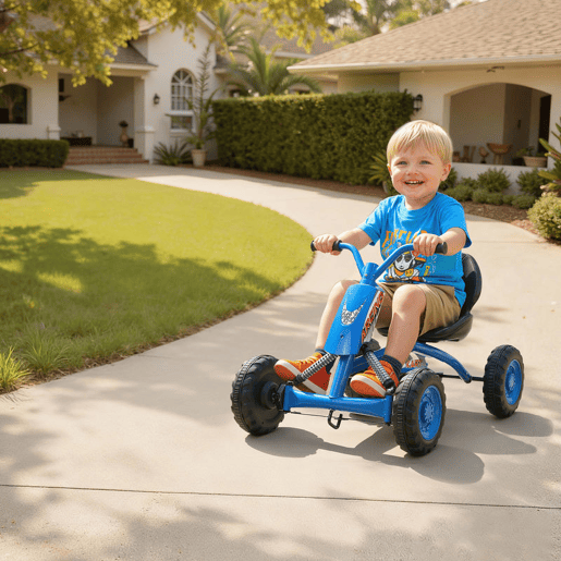 AIYAPLAY Kart a Pedais Go-Kart com Rodas PP Estrutura de Aço Carga 30 kg para Crianças 2-5 Anos 84x54x56 cm Azul